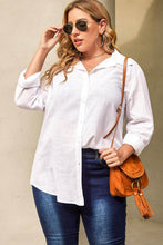 Load image into Gallery viewer, White Plus Size Linen Textured Button Up Shirt