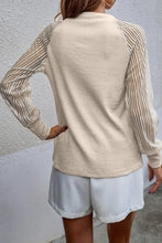 Load image into Gallery viewer, Apricot Striped Mesh Long Sleeve Crewneck Ribbed Top
