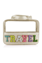 Load image into Gallery viewer, Parchment TRAVEL Chenille Letter Clear PVC Makeup Bag