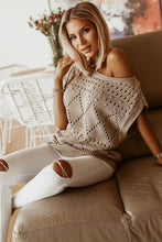 Load image into Gallery viewer, Khaki Pointelle Knit Short Dolman Sleeve Sweater Top