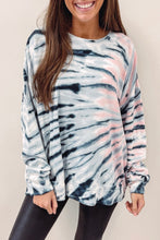 Load image into Gallery viewer, Sky Blue Tie-Dye Crewneck Long Sleeve Shift Pullover