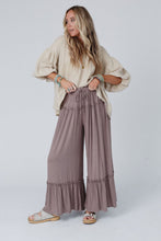 Load image into Gallery viewer, Khaki Frilled Drawstring High Waist Wide Leg Pants