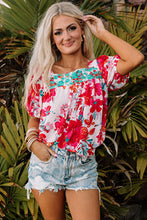 Load image into Gallery viewer, Floral Printed Embroidered Square Neck Blouse