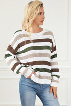 Load image into Gallery viewer, Stripe Crochet Hollow out Knit Sweater