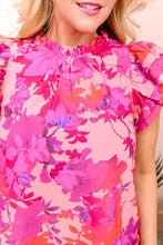 Load image into Gallery viewer, Floral Flutter Sleeves Frilled Neck Blouse
