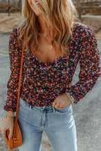 Load image into Gallery viewer, V Neck Bubble Sleeve Floral Blouse