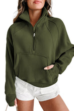 Load image into Gallery viewer, Zip Up Stand Collar Ribbed Thumbhole Sleeve Sweatshirt