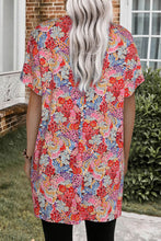 Load image into Gallery viewer, Multicolor Boho Flower Print Short Sleeve Tunic Top