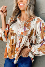 Load image into Gallery viewer, Multicolour Floral Print V Neck Babydoll Blouse