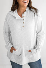 Load image into Gallery viewer, Plus Size Kangaroo Pocket Henley Button Hoodie