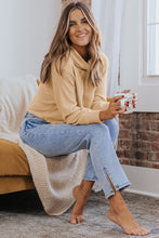 Load image into Gallery viewer, Apricot Solid Waffle Knit Turtleneck Long Sleeve Top