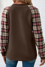 Load image into Gallery viewer, Brown Plaid Raglan Sleeve Sweatshirt