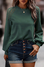Load image into Gallery viewer, Green Lace Long Sleeve Textured Pullover