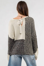 Load image into Gallery viewer, Black Neutral Colorblock Tie Back Sweater