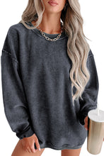 Load image into Gallery viewer, Gray Solid Ribbed Knit Round Neck Pullover Sweatshirt