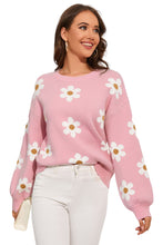 Load image into Gallery viewer, Floral Pattern Drop Shoulder Sweater