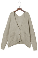 Load image into Gallery viewer, Gray Buttons Front Pocketed Sweater Cardigan