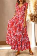 Load image into Gallery viewer, Multicolor Floral Ruffled Crop Top and Maxi Skirt Set
