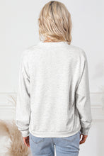Load image into Gallery viewer, Gray Contrast Trim V Neck Wrap Sweatshirt with Pocket