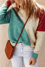 Load image into Gallery viewer, Multicolor Colorblock Ribbed Trim Round Neck Sweater