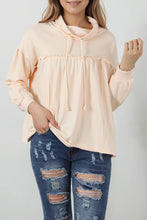 Load image into Gallery viewer, Beige Frill Exposed Seam Cowl Neck Oversized Sweatshirt