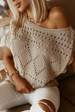 Load image into Gallery viewer, Khaki Pointelle Knit Short Dolman Sleeve Sweater Top
