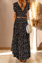 Load image into Gallery viewer, Multicolor Floral Ruffled Crop Top and Maxi Skirt Set