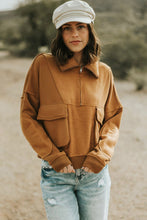 Load image into Gallery viewer, Zip Collared Big Flap Pocket Exposed Seam Sweatshirt