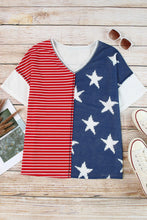 Load image into Gallery viewer, Multicolor Stripes Stars Print Knit Short Sleeves Top