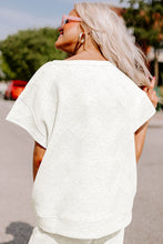 Load image into Gallery viewer, Bright White Textured Loose Fit T Shirt and Drawstring Pants Set