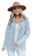 Load image into Gallery viewer, Flap Pocket Buttoned Raw Hem Denim Jacket