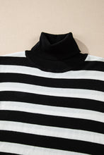 Load image into Gallery viewer, Black Stripe Slim Fit High Neck Knit Sweater