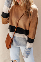 Load image into Gallery viewer, Color Block Striped Ribbed Knit Sweater