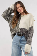 Load image into Gallery viewer, Black Neutral Colorblock Tie Back Sweater