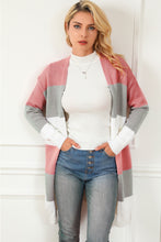 Load image into Gallery viewer, Green Colorblock Stripe Open-Front Cardigan