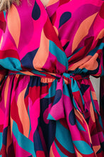 Load image into Gallery viewer, Abstract Printed Belted Puff Sleeve Mini Dress