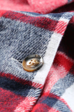 Load image into Gallery viewer, Red Hooded Plaid Button Front Shacket
