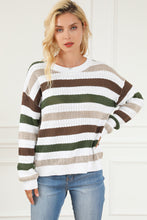 Load image into Gallery viewer, Stripe Crochet Hollow out Knit Sweater