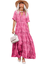Load image into Gallery viewer, Paisley Print Boho Holiday Ruffle Tiered Maxi Dress