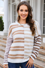 Load image into Gallery viewer, Stripe Blocked Drop Shoulder Slouchy Sweater