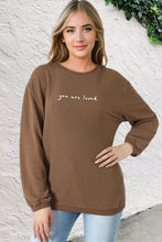 Load image into Gallery viewer, Khaki You Are Loved Print Corduroy Sweatshirt