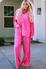 Load image into Gallery viewer, Rose Pleated Long Sleeve Shirt and Wide-Leg Pants Set