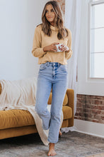 Load image into Gallery viewer, Apricot Solid Waffle Knit Turtleneck Long Sleeve Top