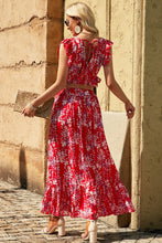 Load image into Gallery viewer, Multicolor Floral Ruffled Crop Top and Maxi Skirt Set