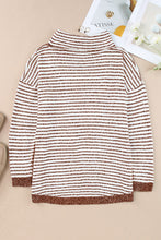 Load image into Gallery viewer, Brown Striped Turtleneck Loose Sweater
