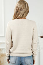 Load image into Gallery viewer, Apricot Lace Trim Ribbed Round Neck Button Up Cardigan