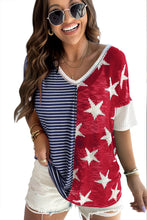 Load image into Gallery viewer, Stripes Stars Print Knit Short Sleeves Top