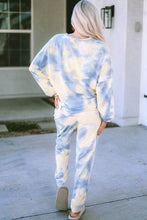 Load image into Gallery viewer, Multicolor Tie Dye Henley Top and Drawstring Pants Outfit