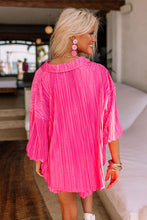 Load image into Gallery viewer, 3/4 Sleeves Pleated Shirt and High Waist Shorts Lounge Set