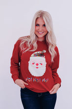 Load image into Gallery viewer, Fiery Red HO HO HO Sequined Santa Claus Sweatshirt